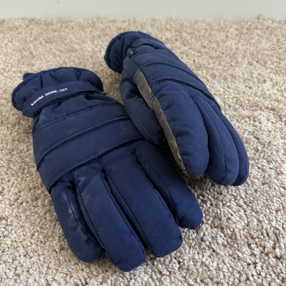 Vtg‎ Kombi Gloves Mens Large Navy Blue Insulated Ski Snowboard Leather Palm